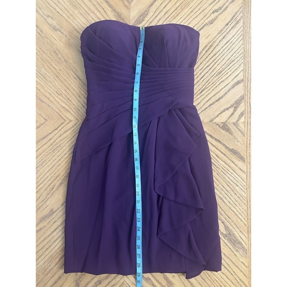 Draped Chiffon Purple Cocktail Dress Gathered Bustier Strapless Bra Insert Sz 6 - Picture 6 of 12
